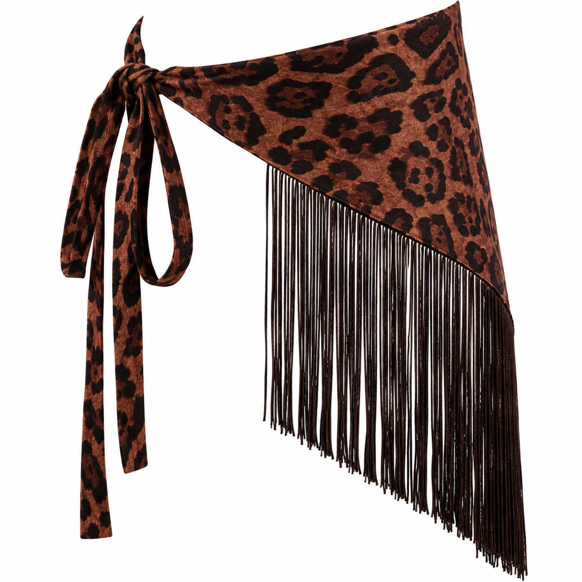 Leopard Print Fringe Waist Scarf