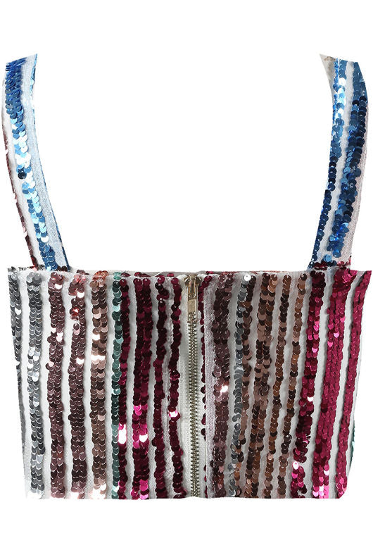 Multi-Coloured Sequin Crop Top