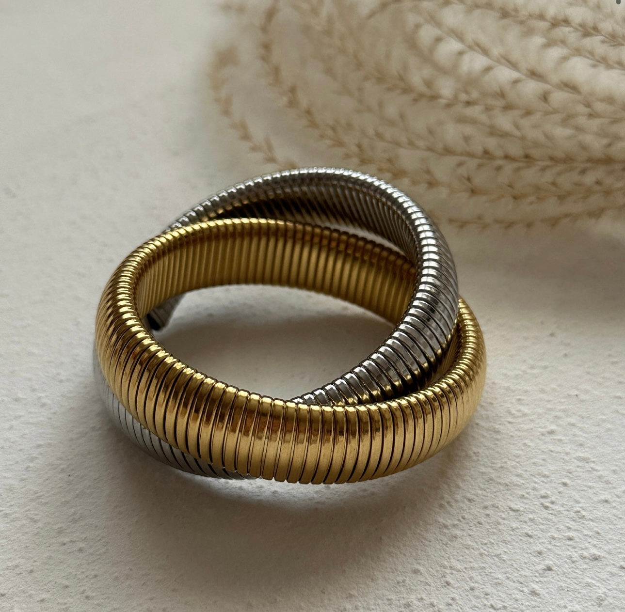 Two tone cross bracelet