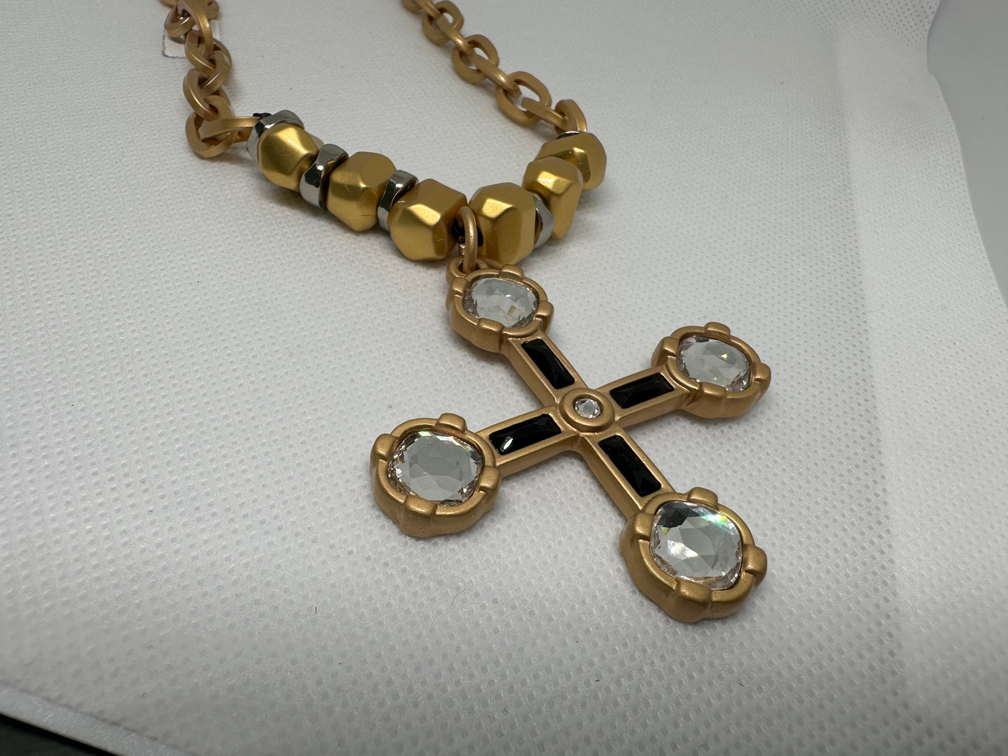 Gold cross Swarovski necklace