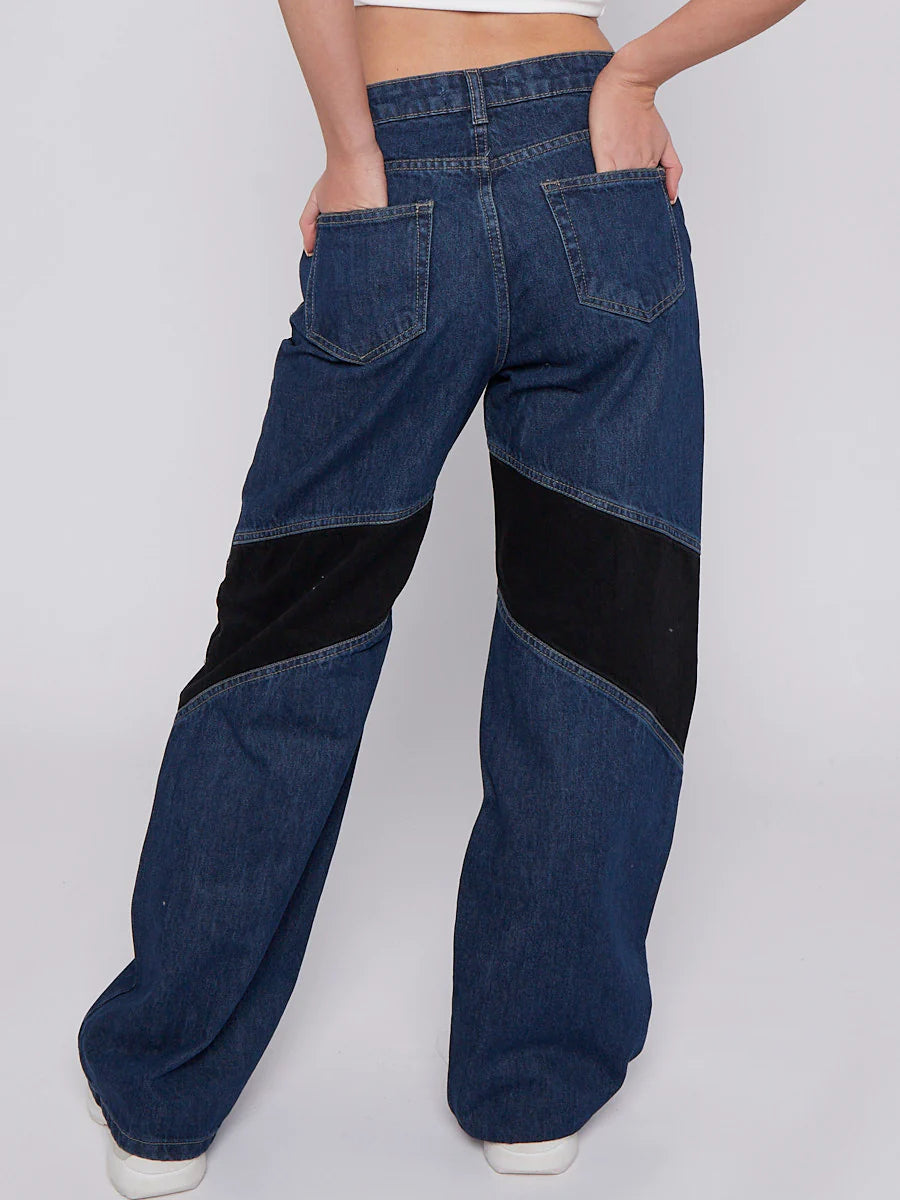 Two tone wide leg jeans