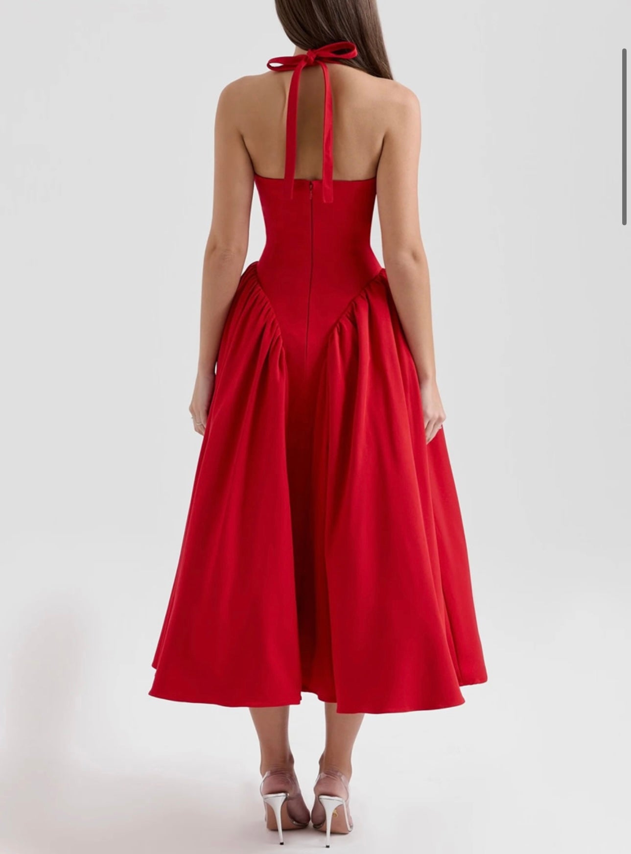 Red halter dress