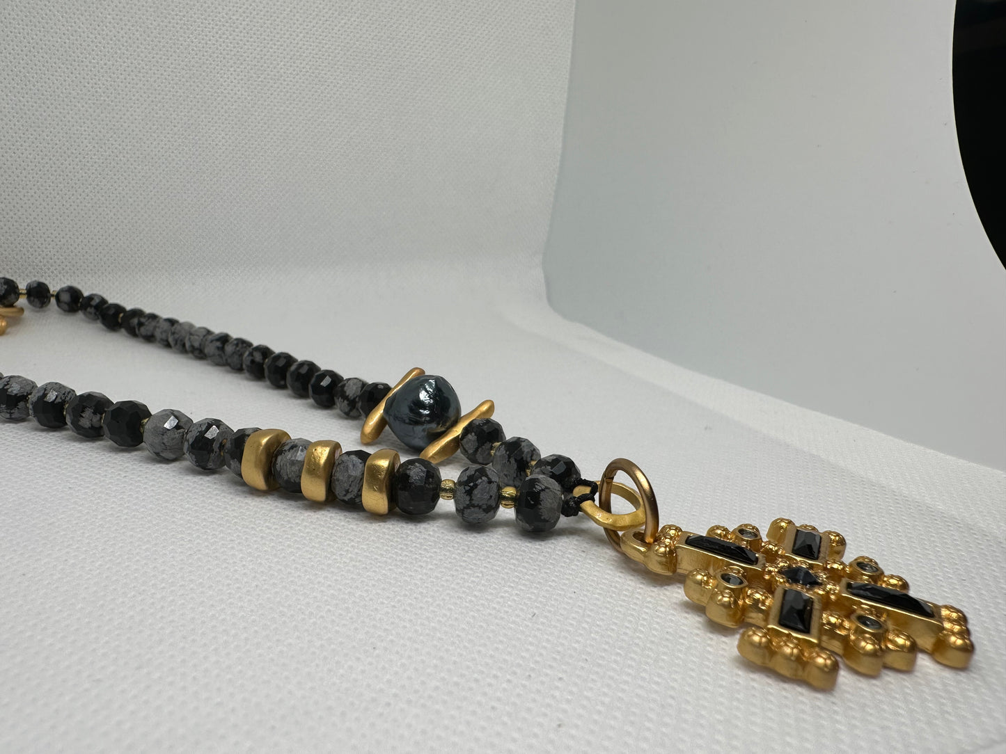 Black cross Swarovski necklace