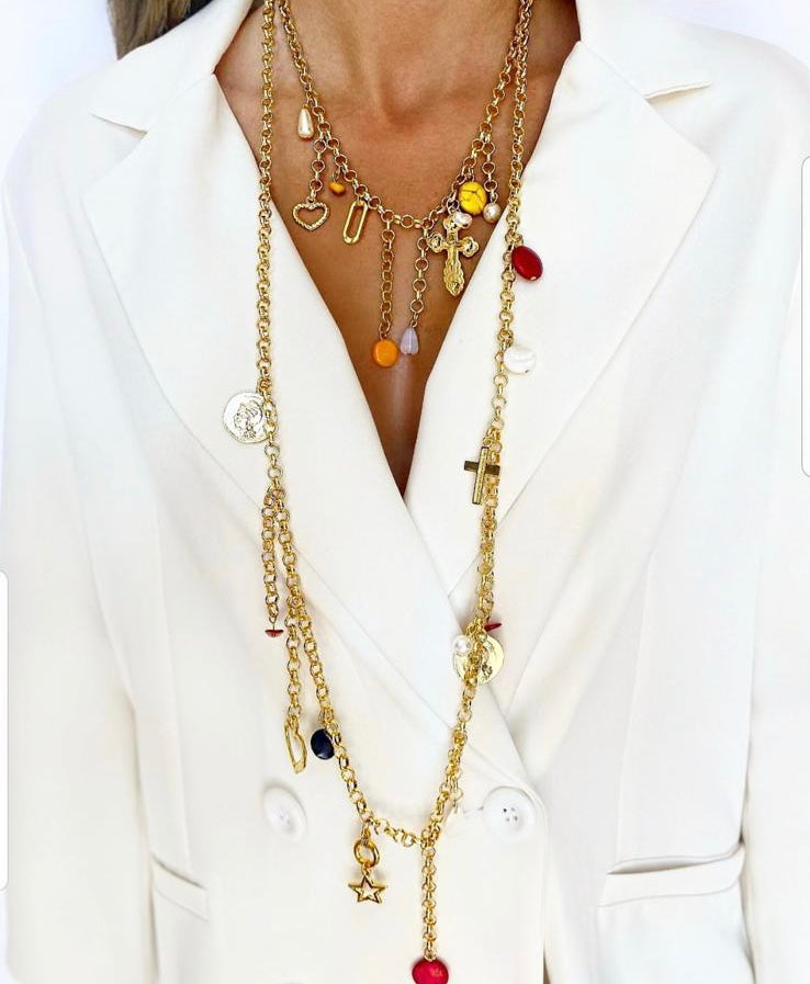 Double layers colors necklace