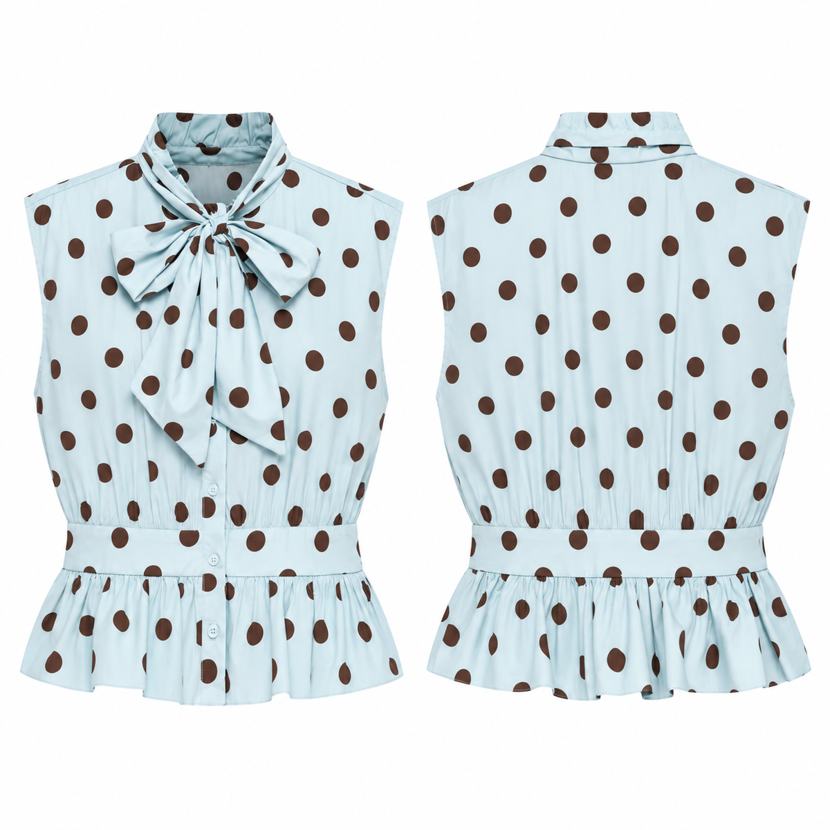 Polka Dot Bow Peplum Top