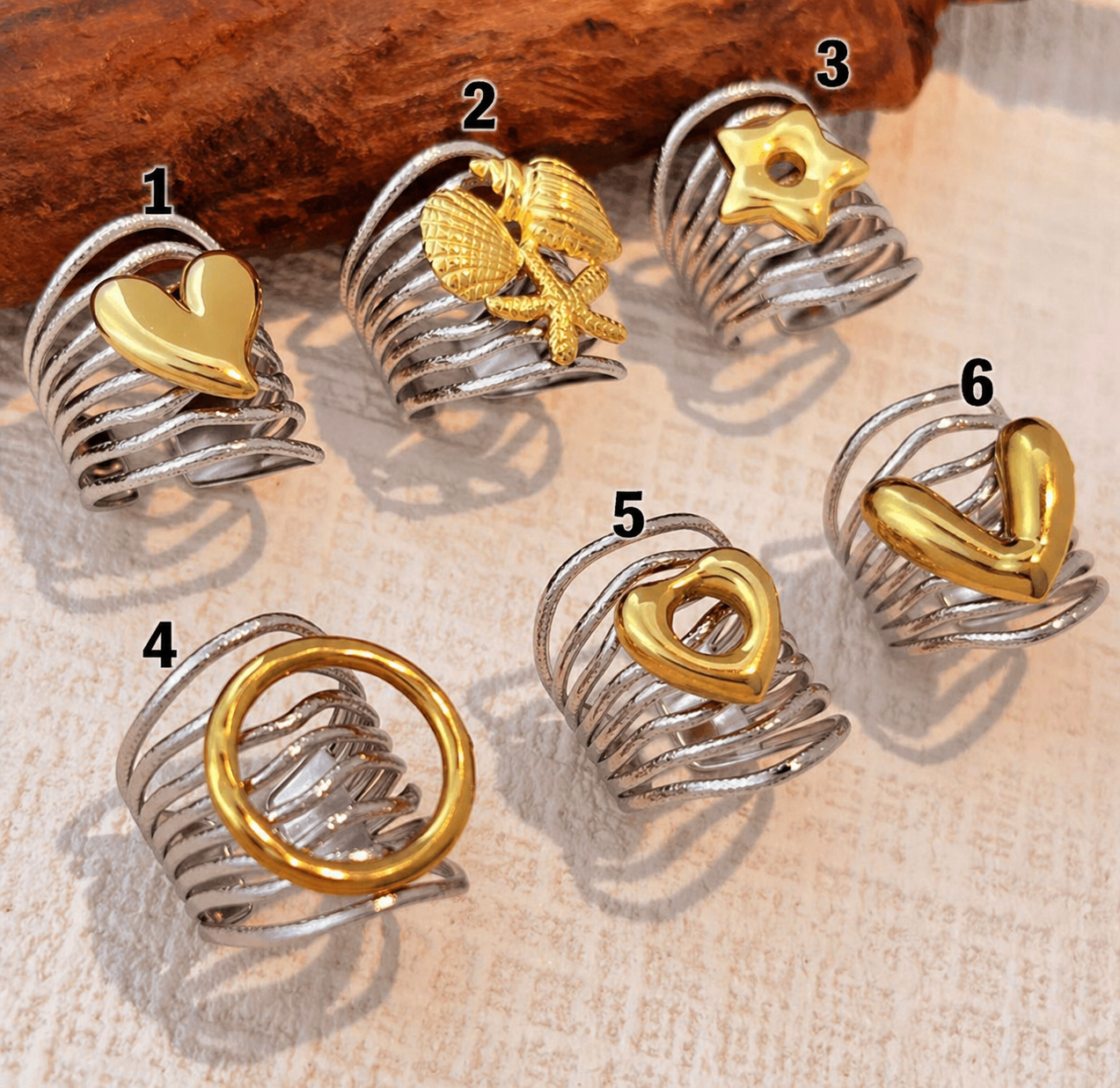 Golden charm rings