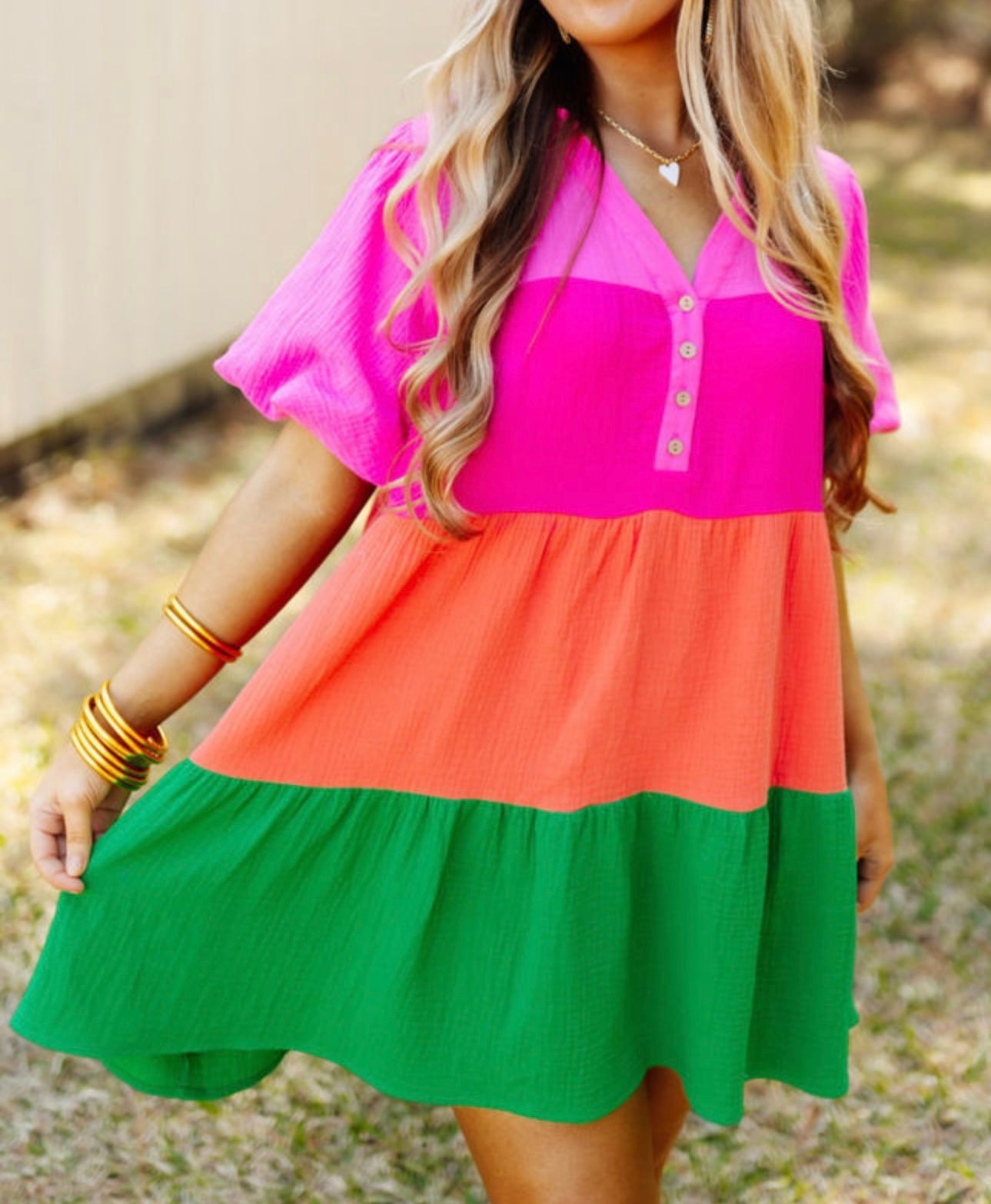 Color block flare dress
