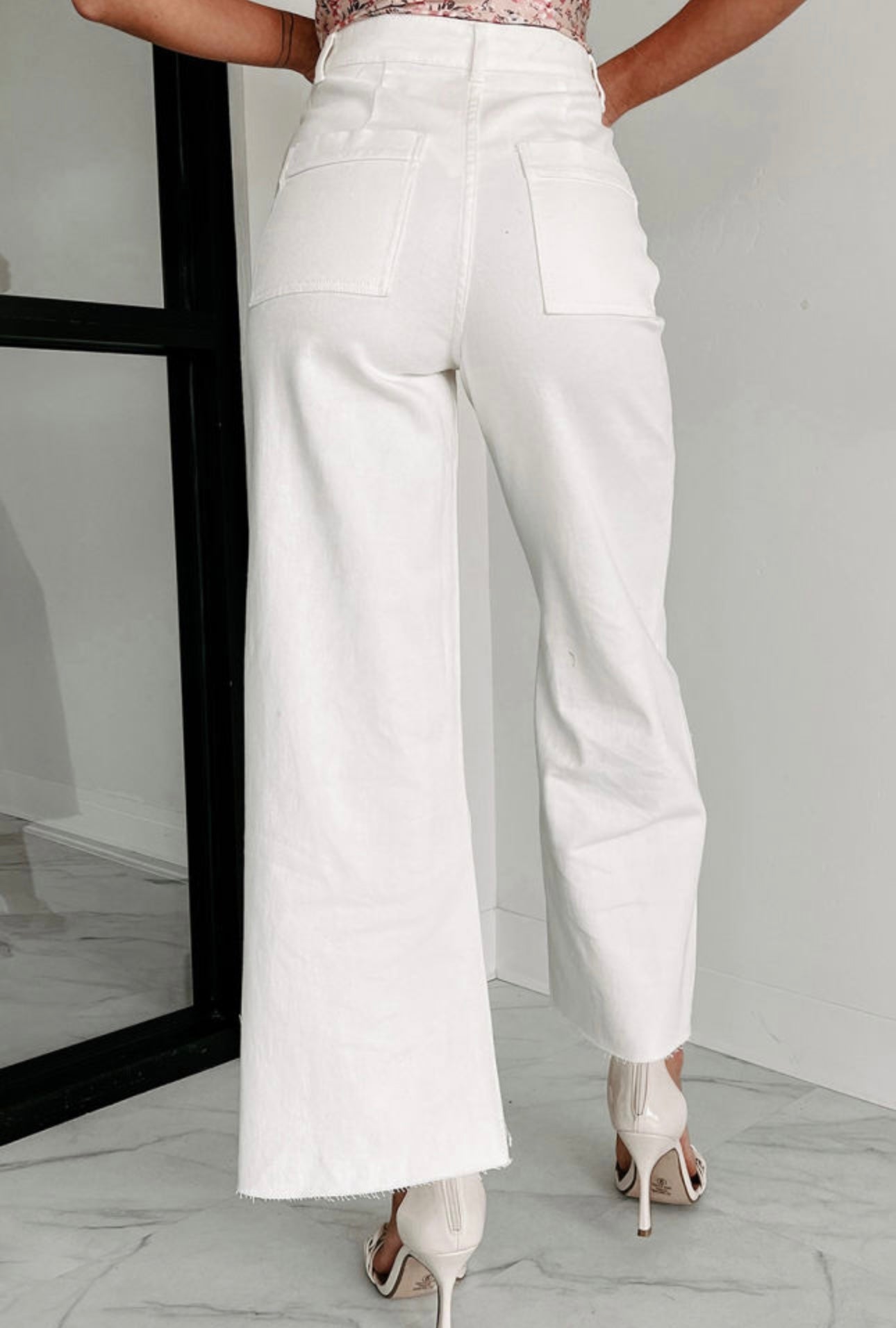 White flare jeans