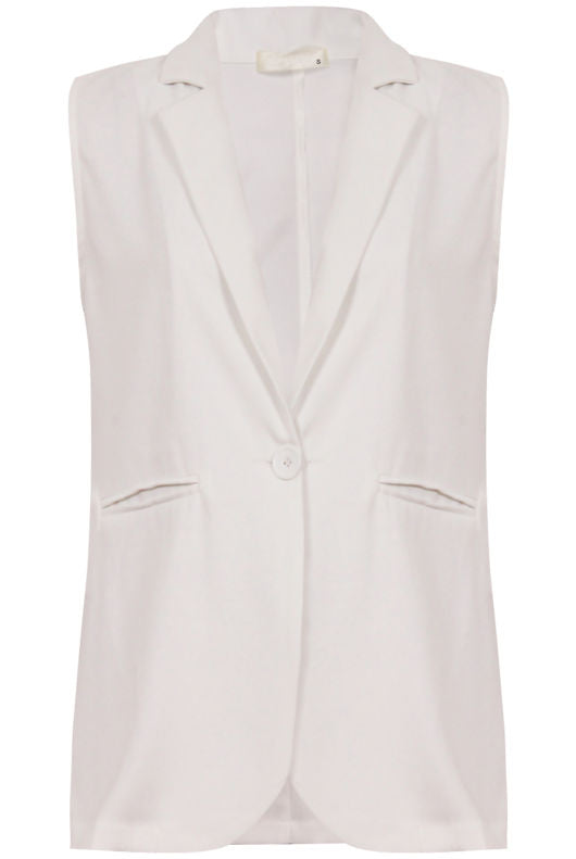 White Tailored Sleeveless Blazer