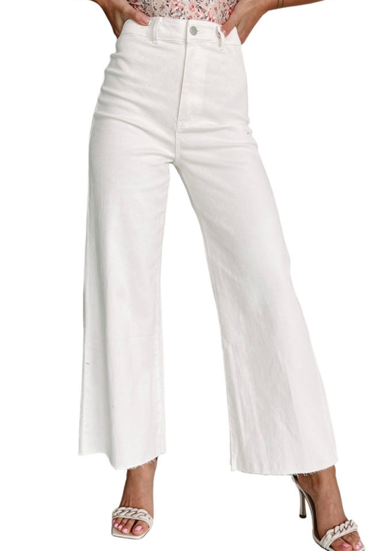 White flare jeans