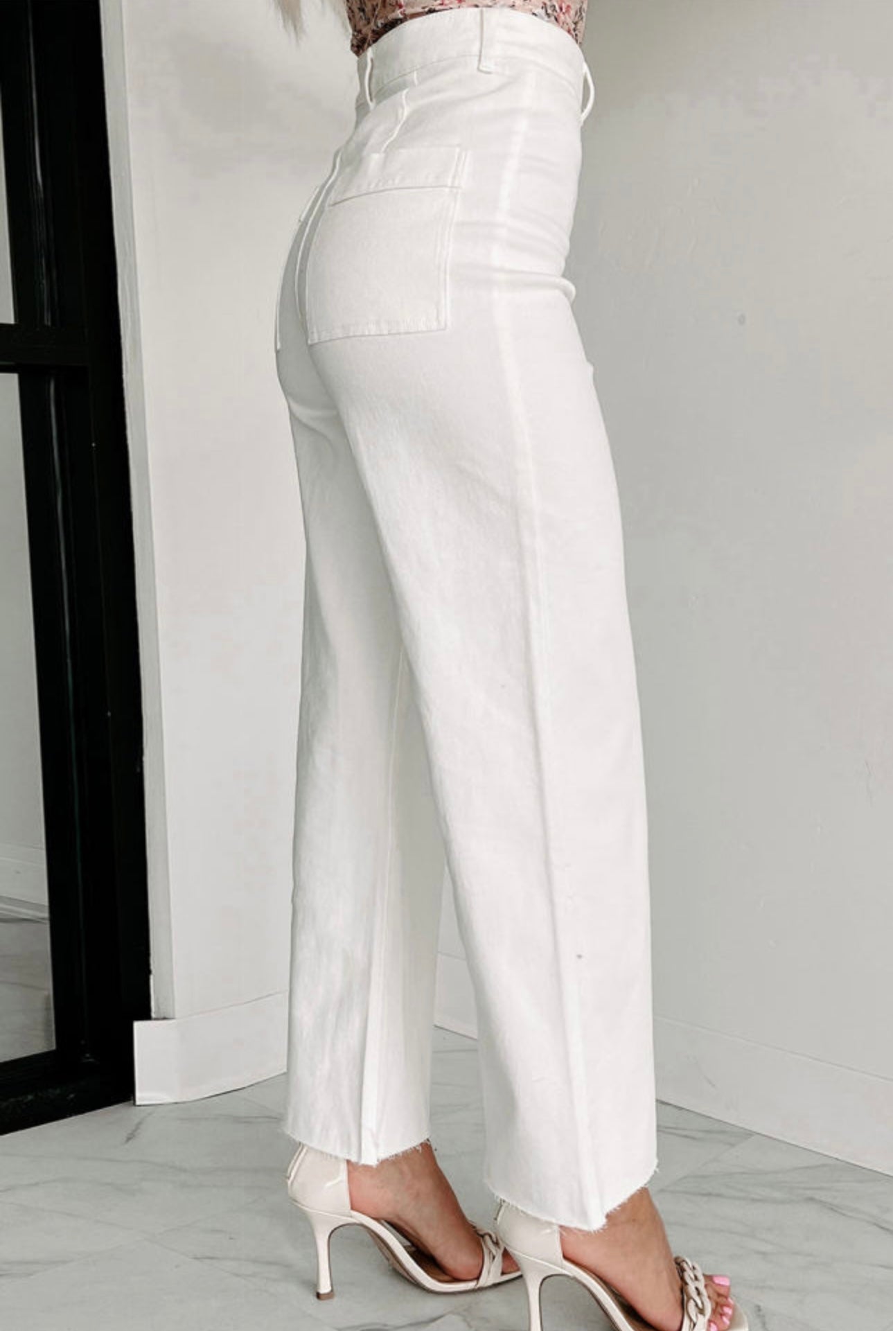 White flare jeans