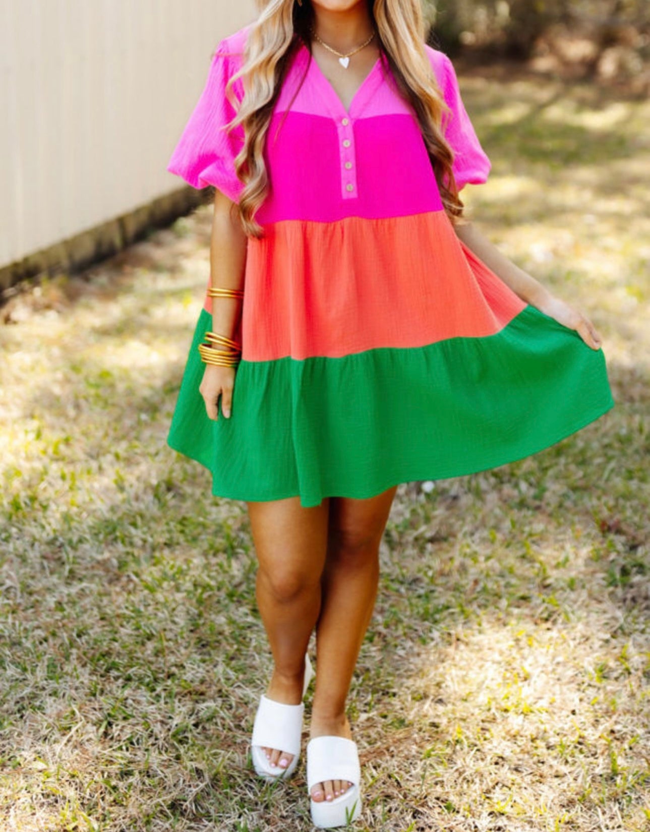 Color block flare dress