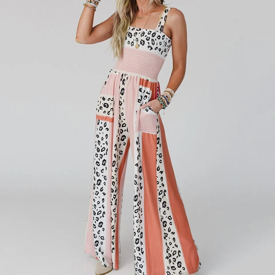 Pink leopard jumpsuit