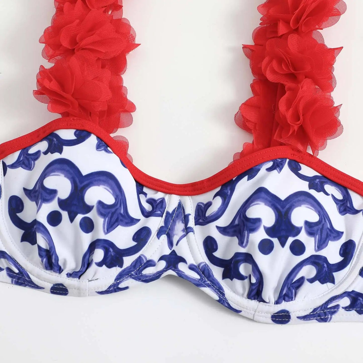 Vintage red flowers swimsuit