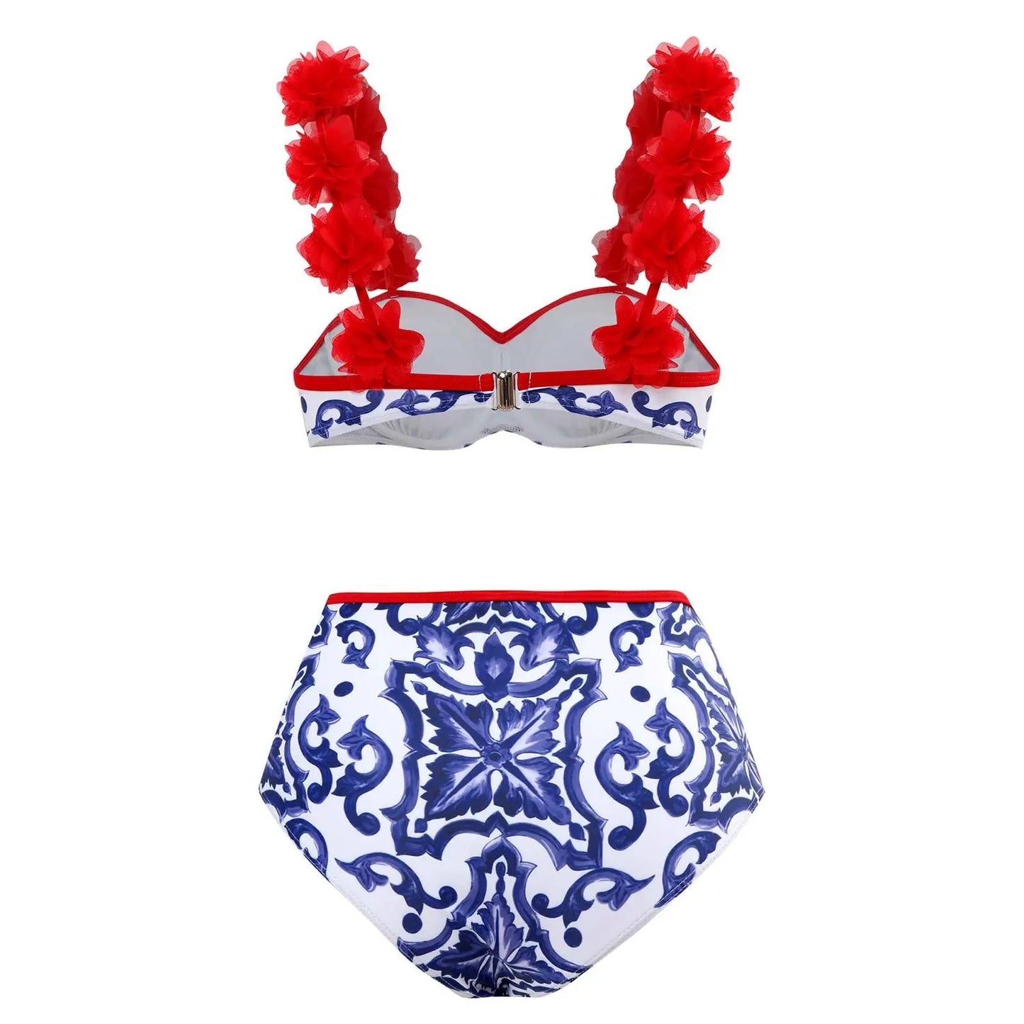 Vintage red flowers swimsuit