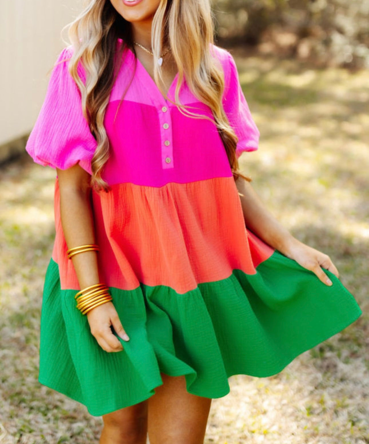 Color block flare dress