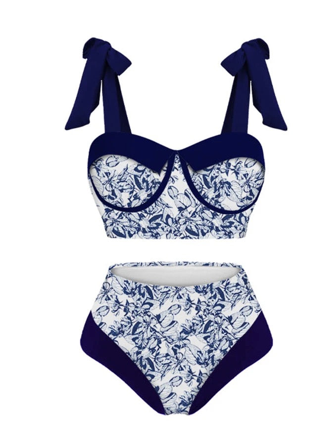Navy floral swimsuit
