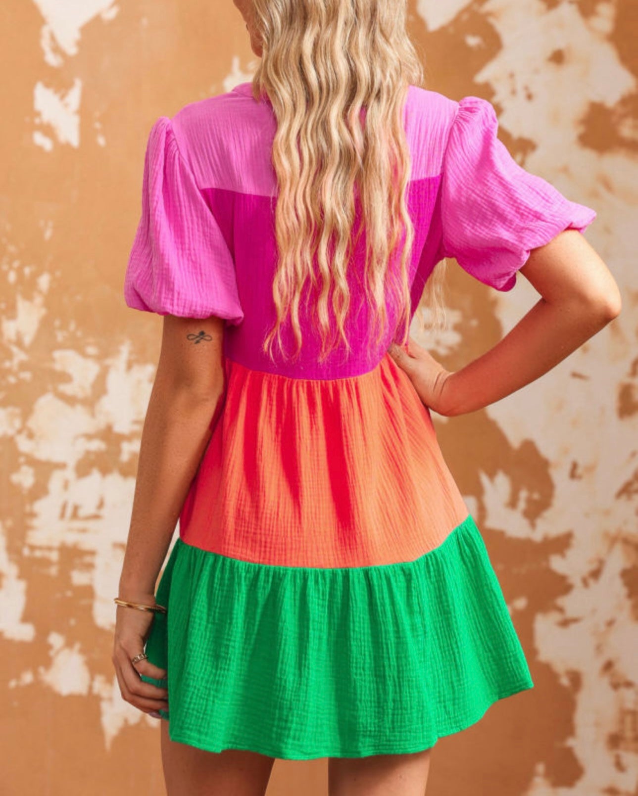 Color block flare dress