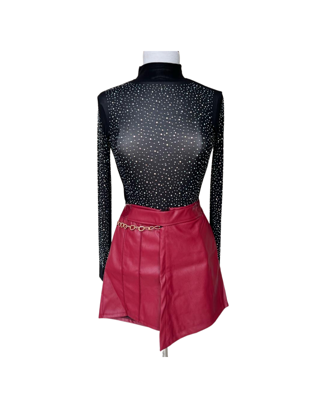Faux leather mini skort