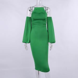 Off shoulder green dress