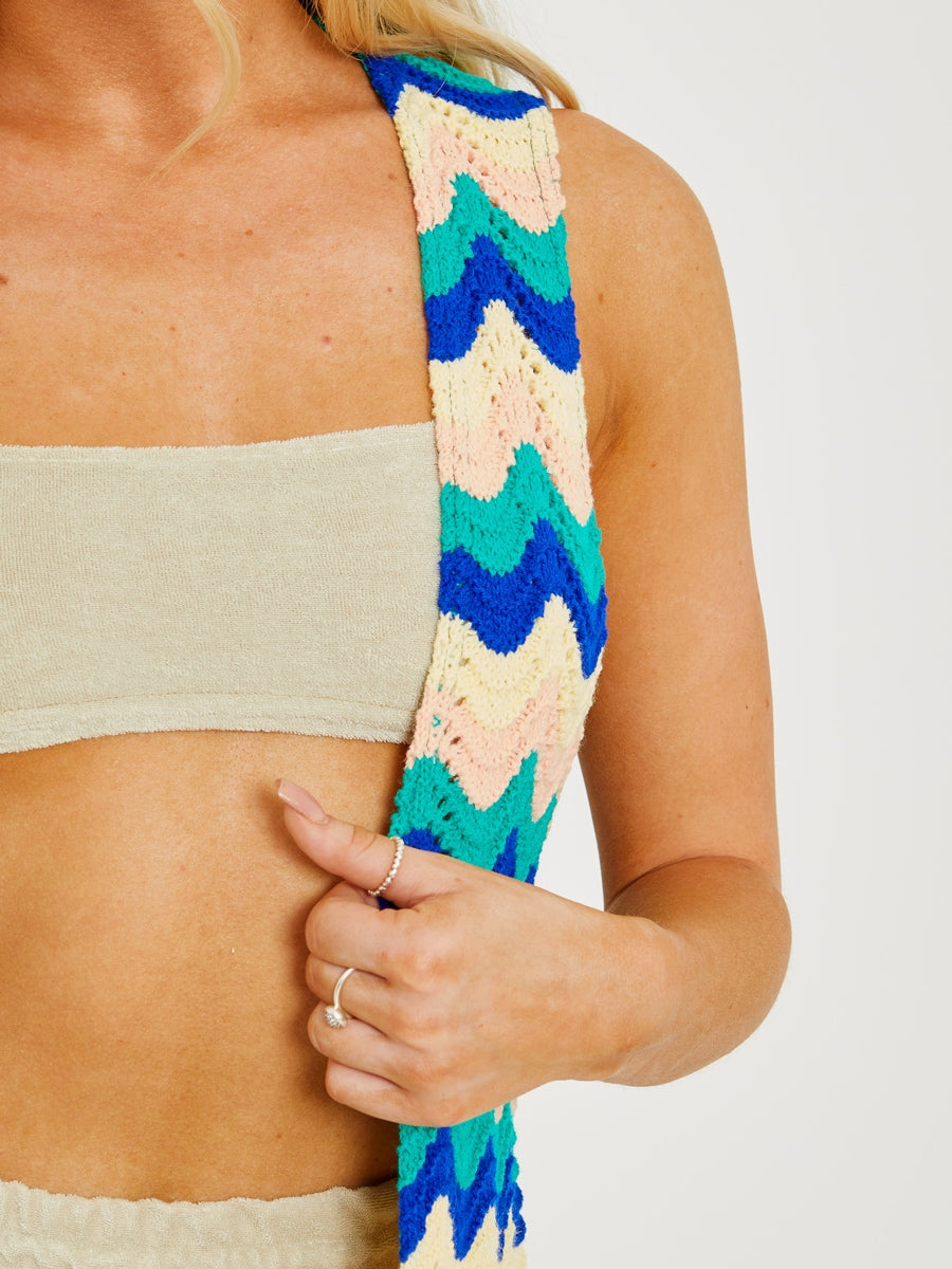 Zig Zag Knitted Open Cardigan