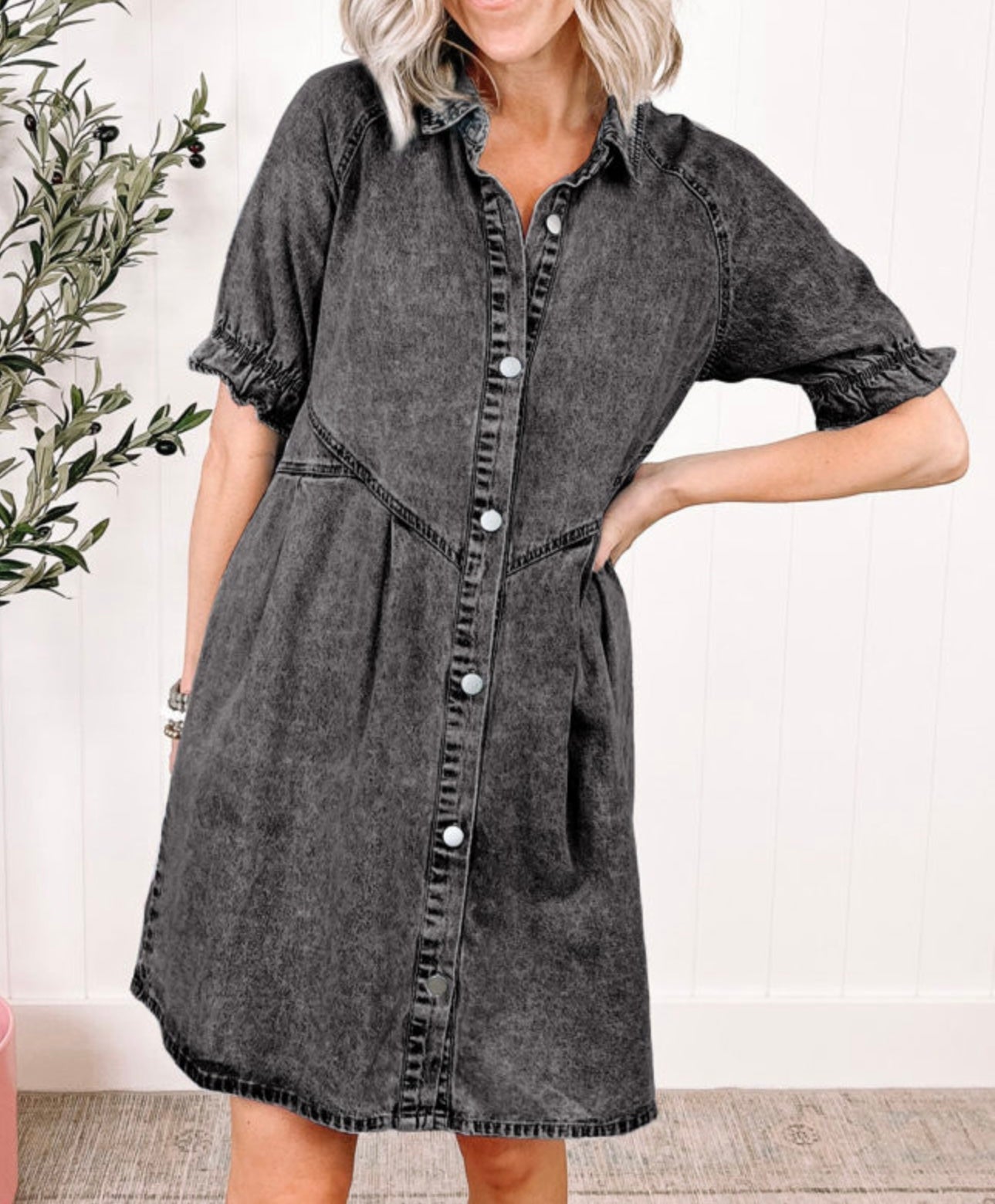 Buttoned Denim Dress