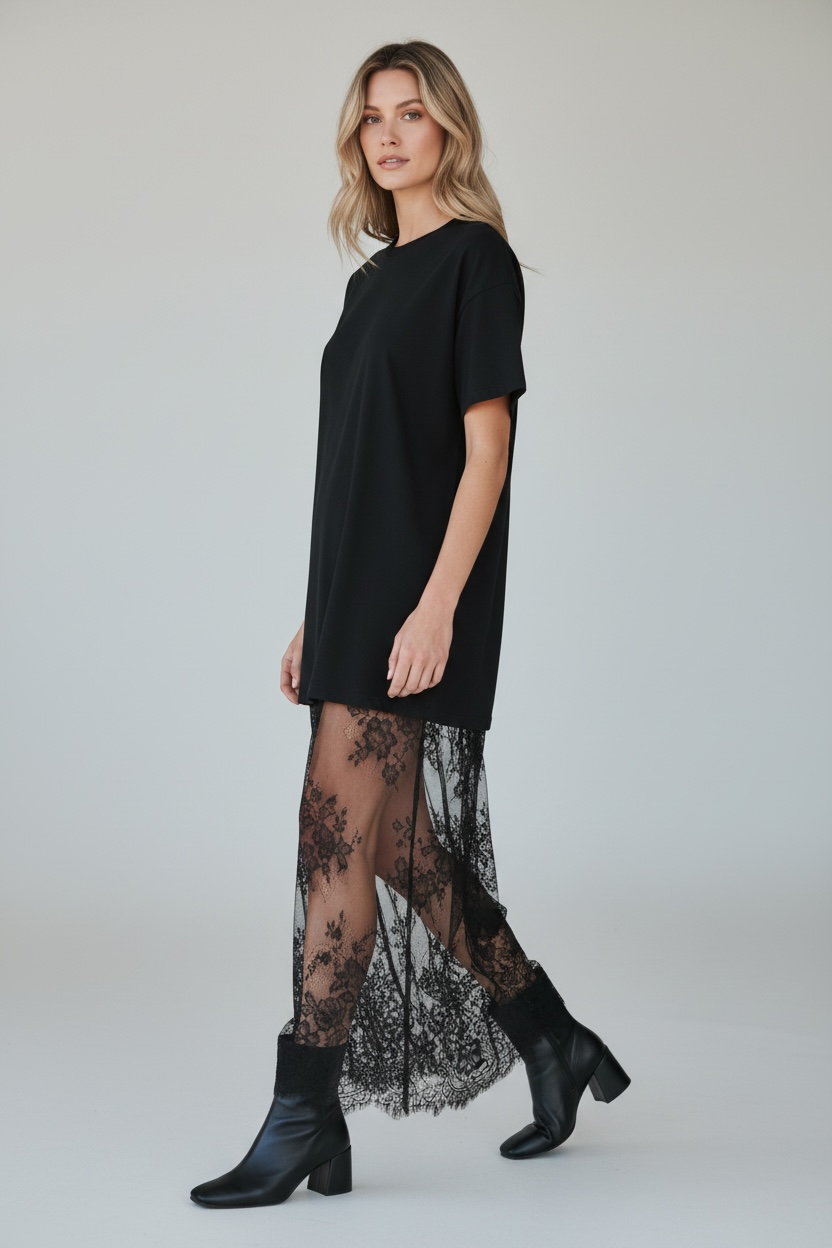 Tshirt lace dress