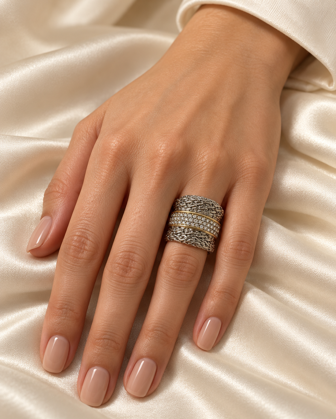 Luxe Braided Crystal Ring