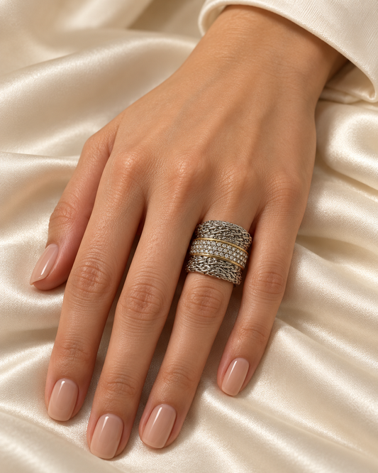 Luxe Braided Crystal Ring