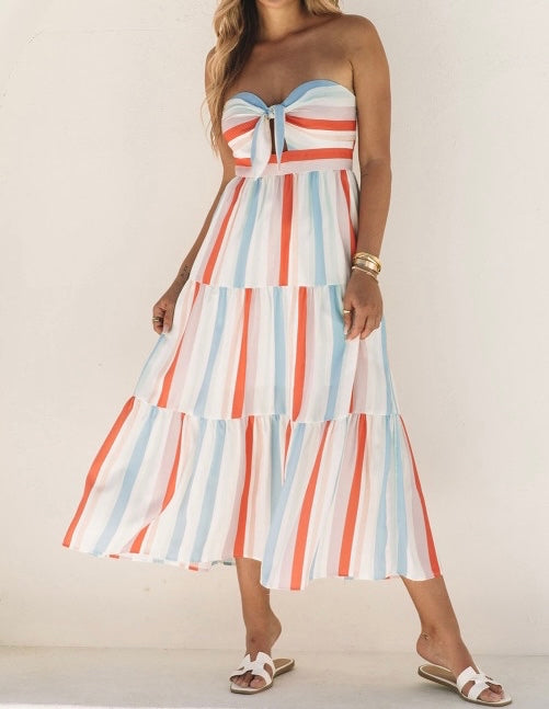 Multicolor stripes maxi dress