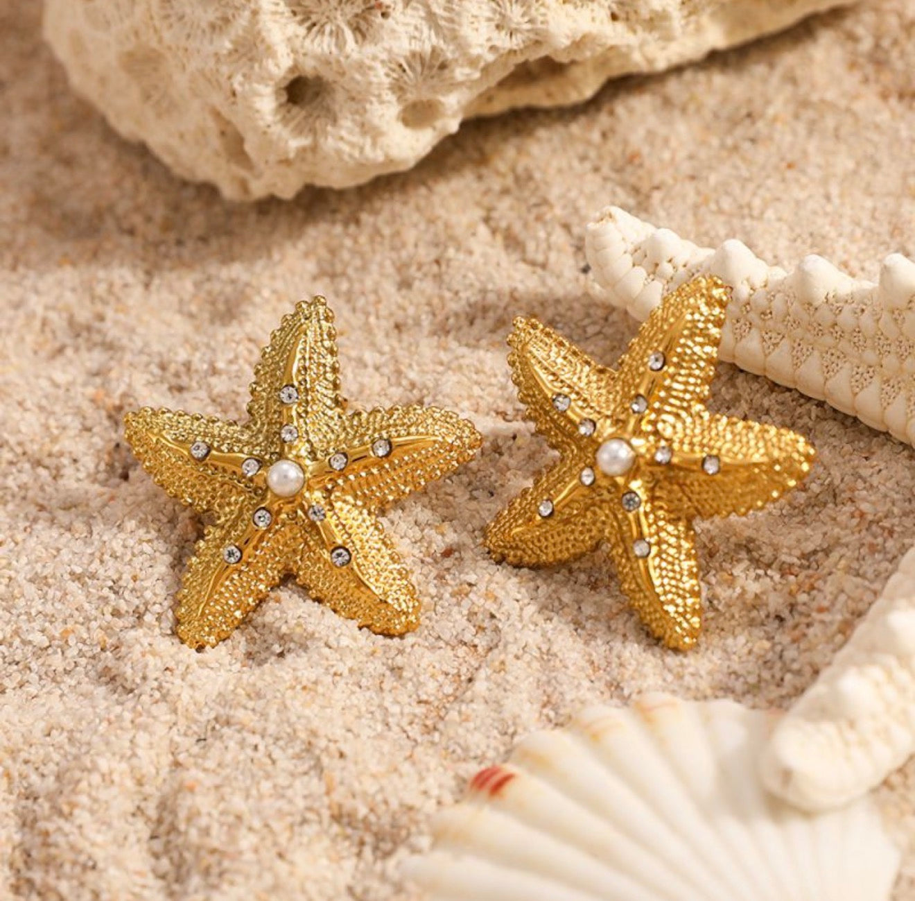 Starfish earrings and ring