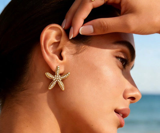 Starfish pearls earrings