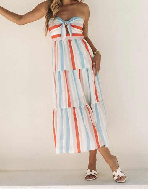 Multicolor stripes maxi dress