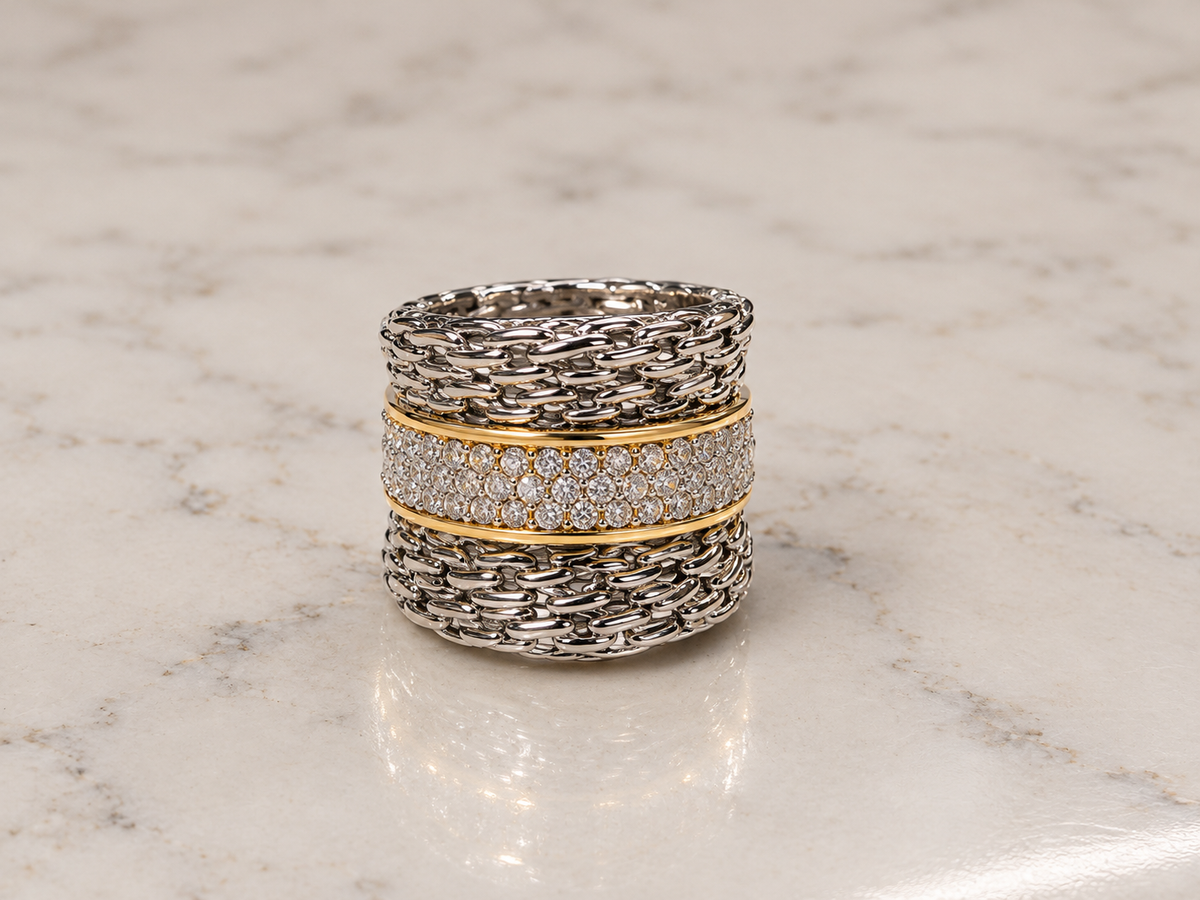 Luxe Braided Crystal Ring