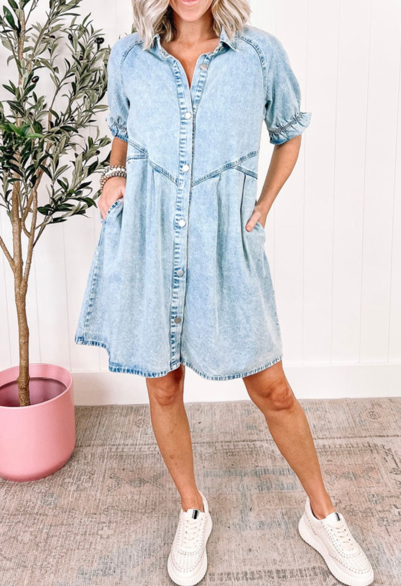 Buttoned Denim Dress