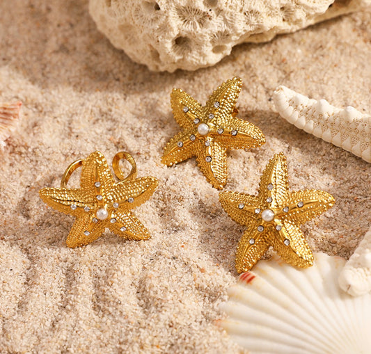 Starfish earrings and ring