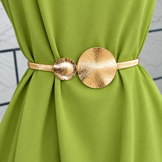 Gold Double Circle Statement Belt