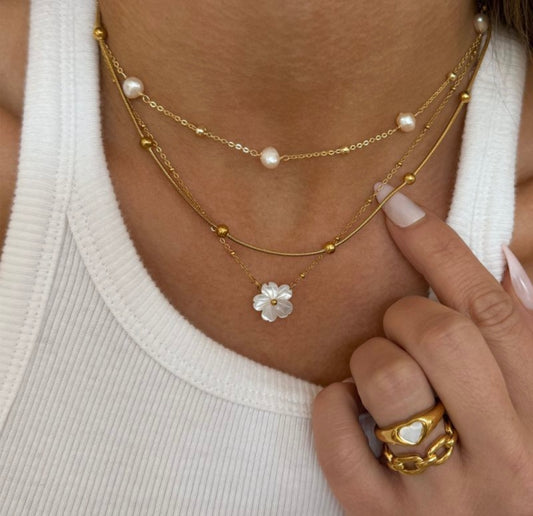 Pearls and flower necklaces