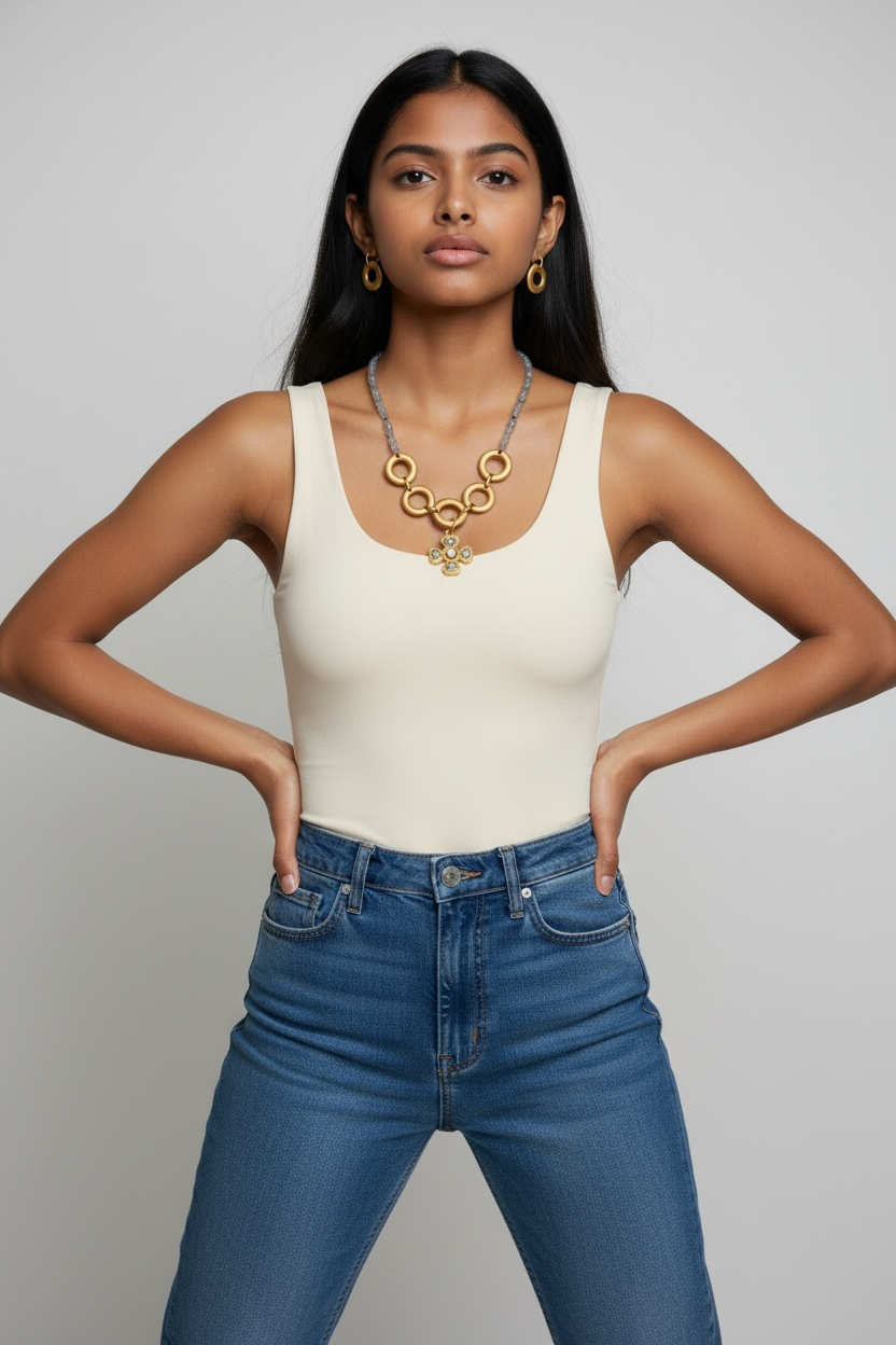 Golden Cross Statement Necklace