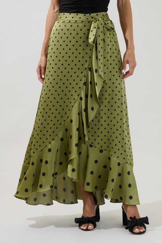 Ruffle Asymmetrical Midi Skirt