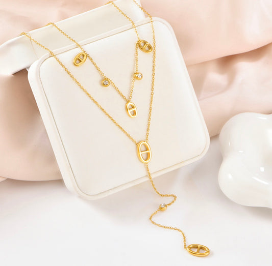 Pig nose double layer necklace
