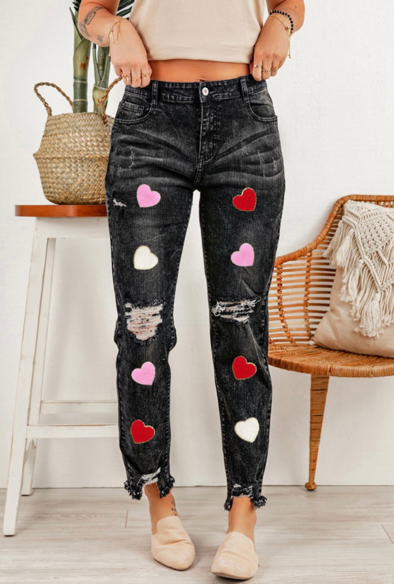 Hearts patches pants