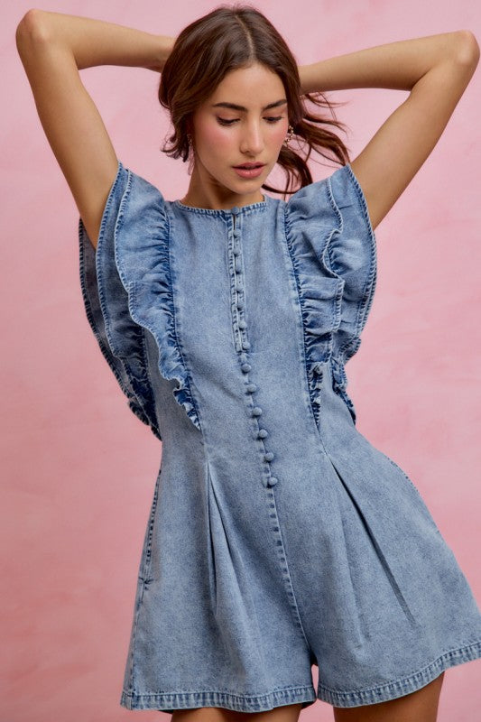 Denim ruffles romper