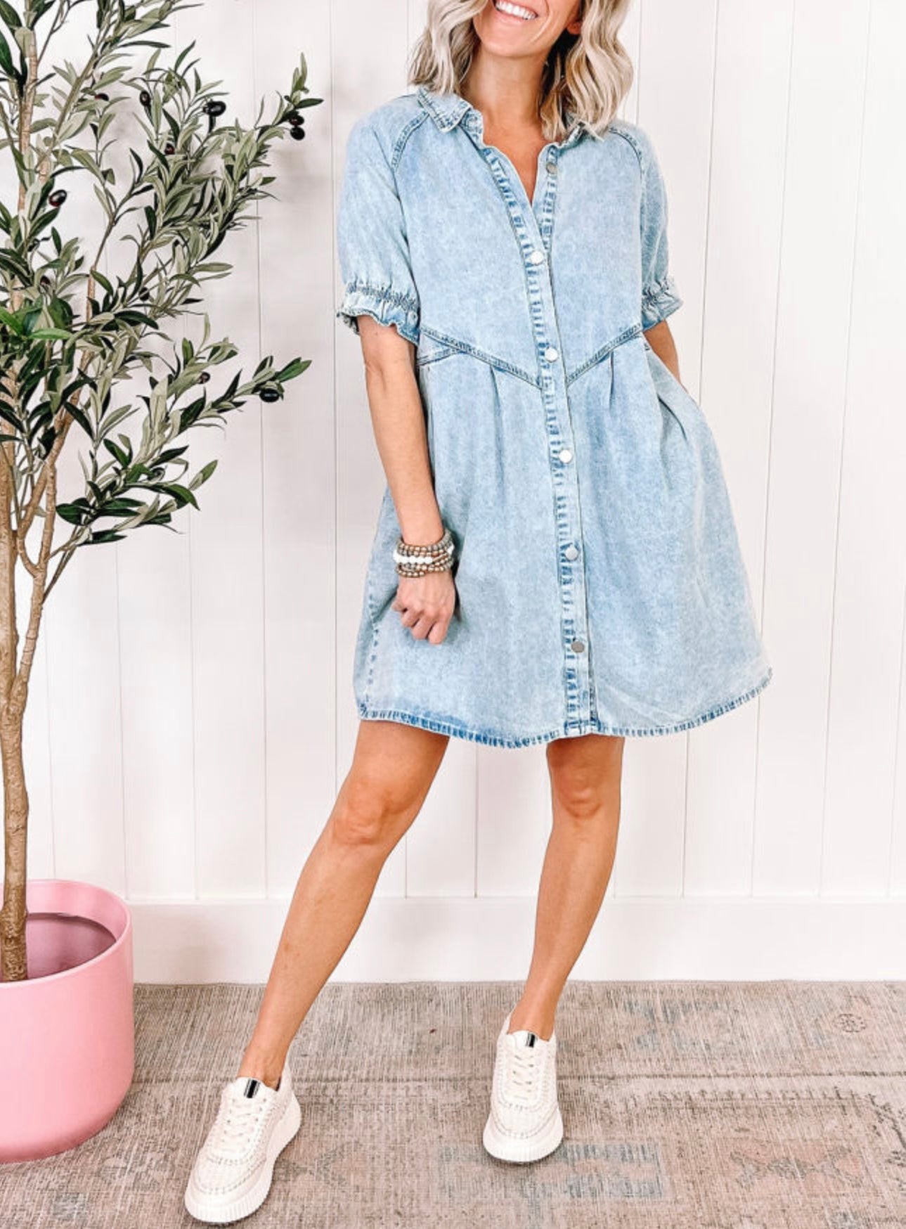 Buttoned Denim Dress