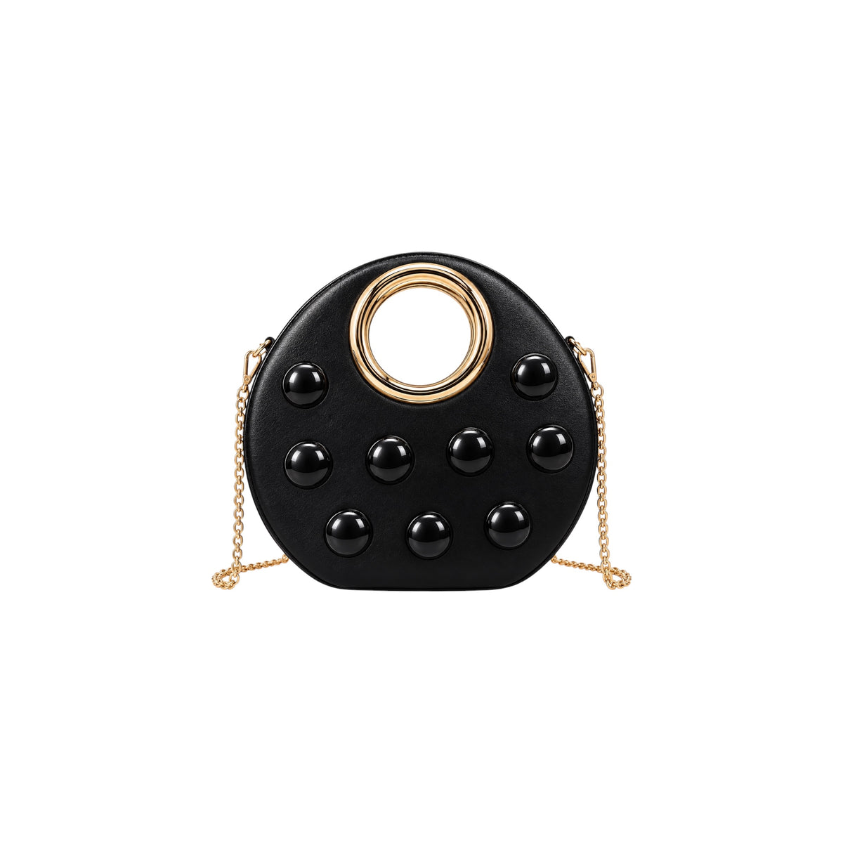 Black Studded Round Handbag