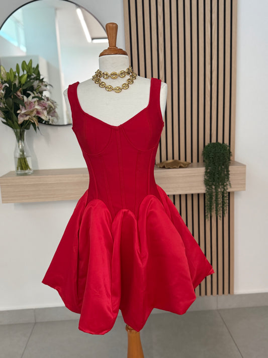 Bandage Sleeveless Satin Flare Dress