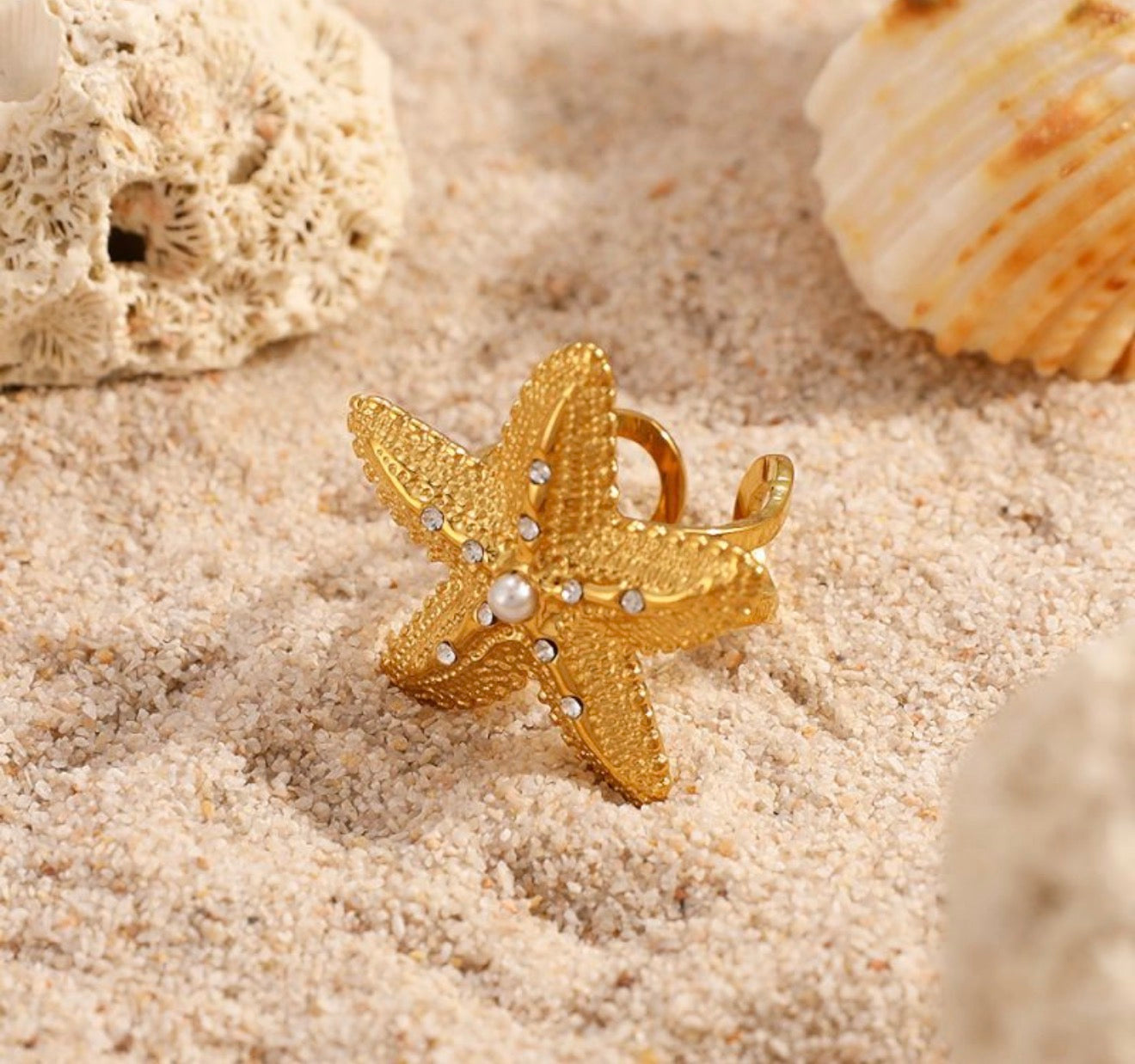 Starfish earrings and ring