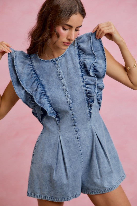 Denim ruffles romper