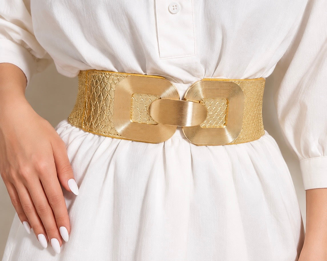 Gold Statement Elastic Waist Belt
