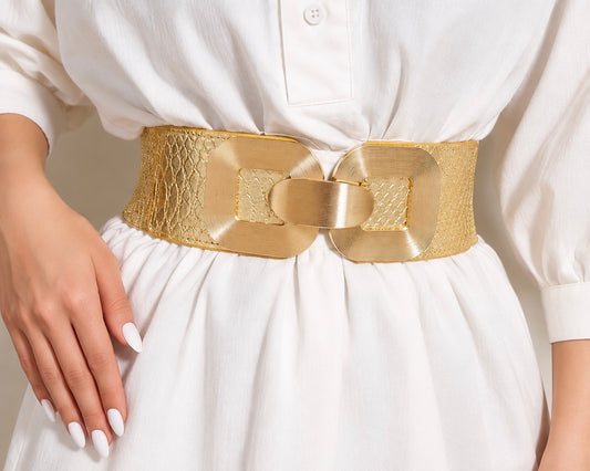 Gold Statement Elastic Waist Belt
